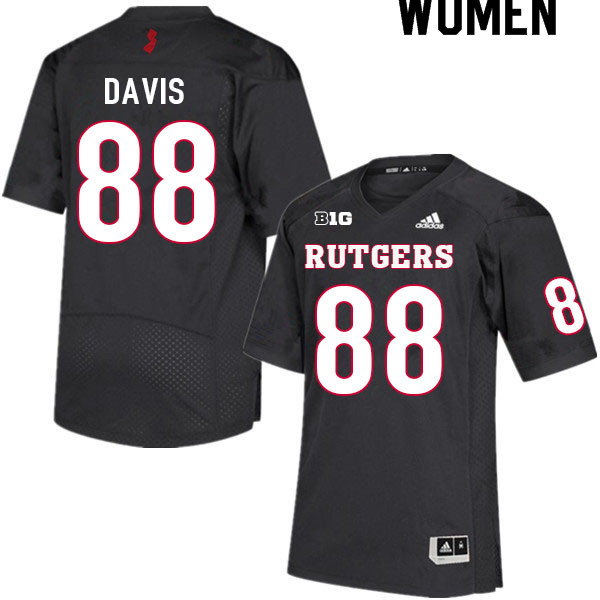 Women #88 Carnell Davis Rutgers Scarlet Knights College Football Jerseys Sale-Black - Click Image to Close